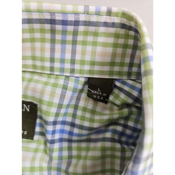 Gitman Bros Master Shirt Makers Vintage Green White Blue Men’s Shirt Size L USA - Picture 7 of 9